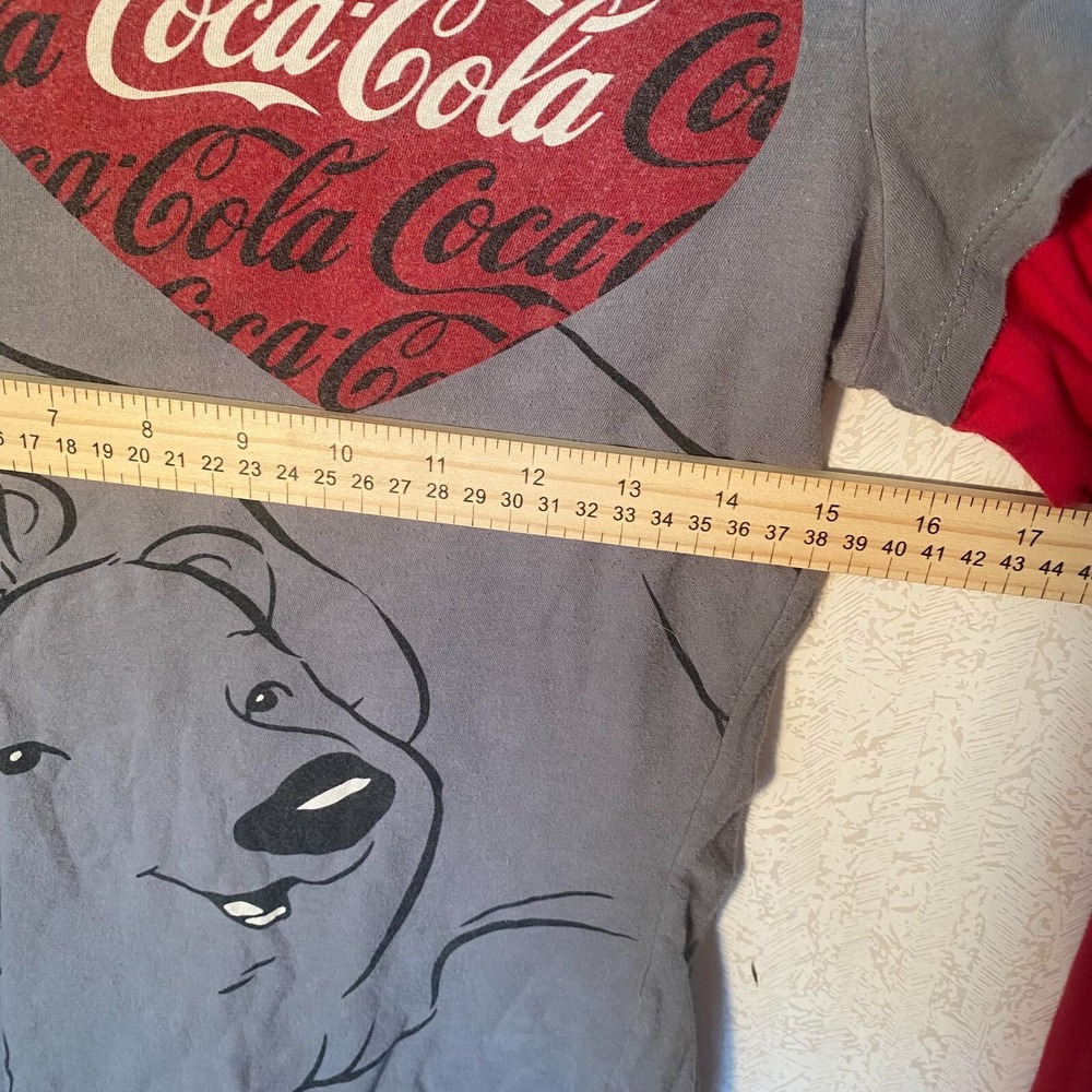 Coca Cola Polar Bear and Cub Gray Tee with Red Long Sleeves Size XL - Picture 6 of 9
